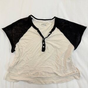 We The Free Eyes Closed Henley Cropped Top